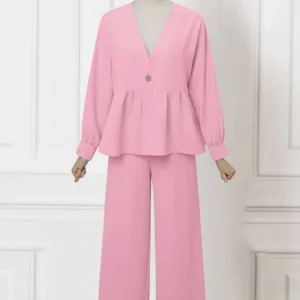 VONDA Plus Size 5XL Elegant Office Lady Pants Sets Casual Loose Long Sleeve Shirts Long Pants V Neck Women Suits Fashion Sets - AliExpress 200000345