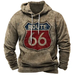 Vintage Pullovers Hoodie Route 66 3d Print Hoodies Men Fashion Sweatshirts Sweats Men's Clothing Tracksuits -  200000343