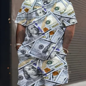 2025 Mens Novelty Dollar 3tracksuit Short Sleeve Football T-Shirt Shorts Set Adult Jogging Plus Size Tracksuit 2 Piece Set - AliExpress 200000343