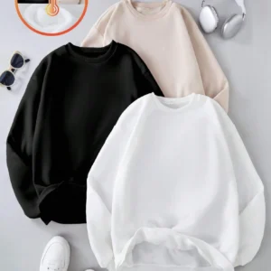 2026 Winter Womens Solid Hoodies Basic Warm Fleece Sweatshirt Soft Breathable O-Neck Pullover Casual Oversize Female Clothes -  200000345