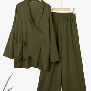 Plus Size 5XL ZANZEA Women Pant Sets Autumn Long Sleeve Pocket Blouse Wide Leg Pants Fashion 2 Piece Outfits Casual Vintage 2PCS - AliExpress 200000345